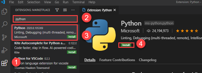 run python in visual studio code on linux